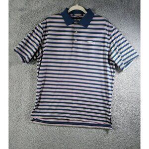 Peter Millar Shirt Mens Large Summer Comfort Polo Stretch Pink Blue Striped
